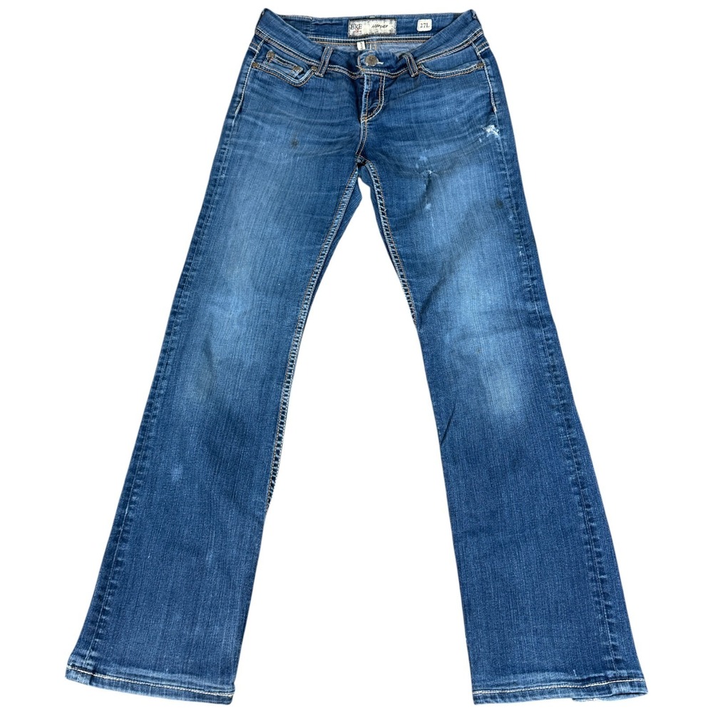 Buckle BKE Harper Bootcut Jeans Womens 27 Blue Medium Wash Distressed Rhinestone